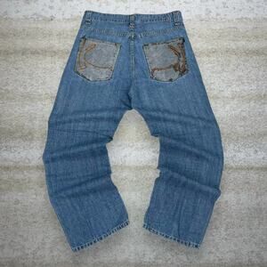 Vintage Y2K Kani Skater Jeans 36x34 Baggy Wide Leg Medium Wash Denim Embroidered